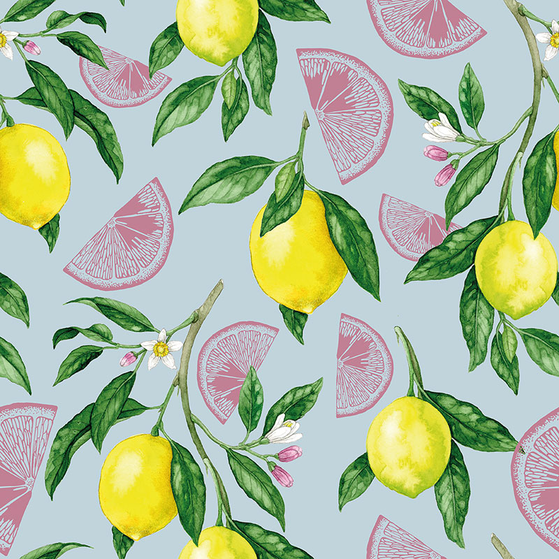 Ripe Lemons and Pink Wedges – Blue
