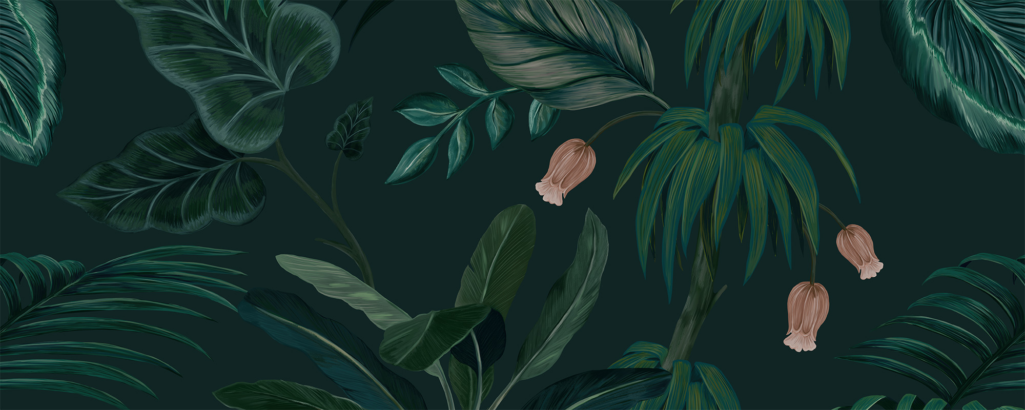 Lush Tropical Jungle Leaves – Dark Green