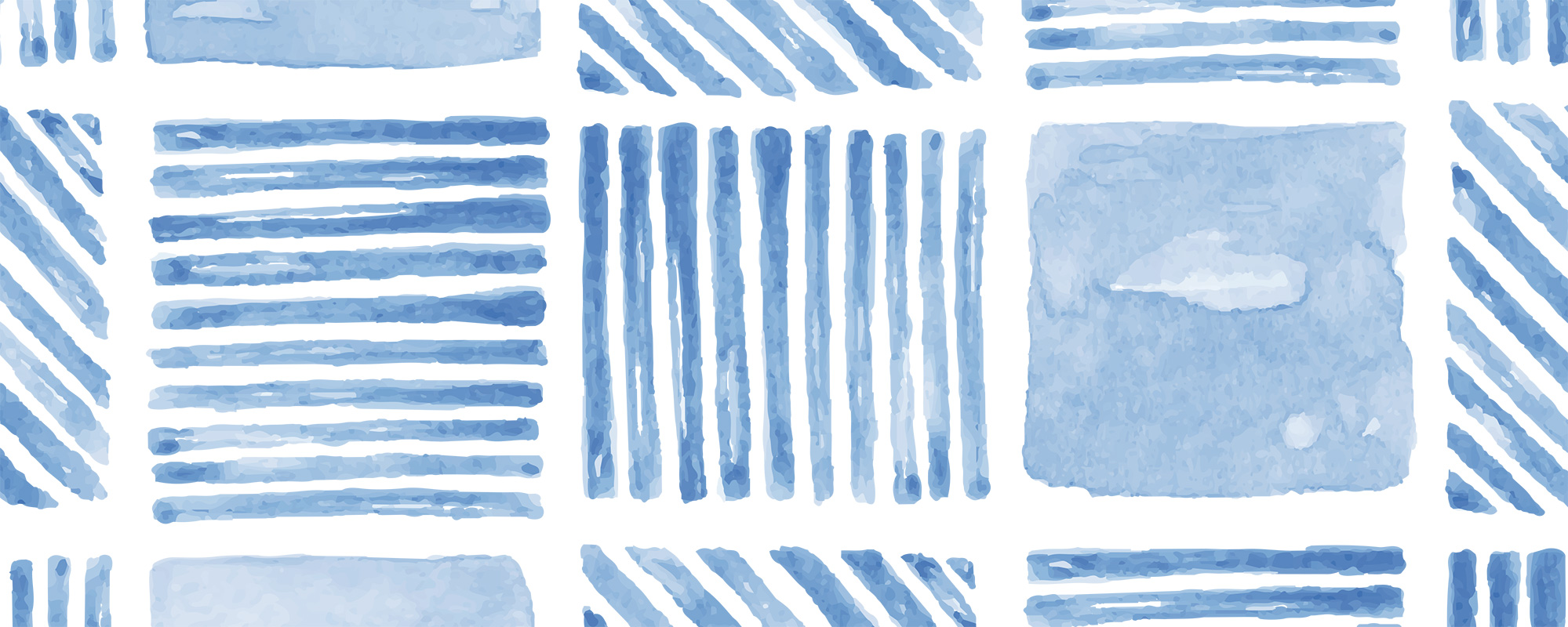Blue Watercolor Stripes and Squares
