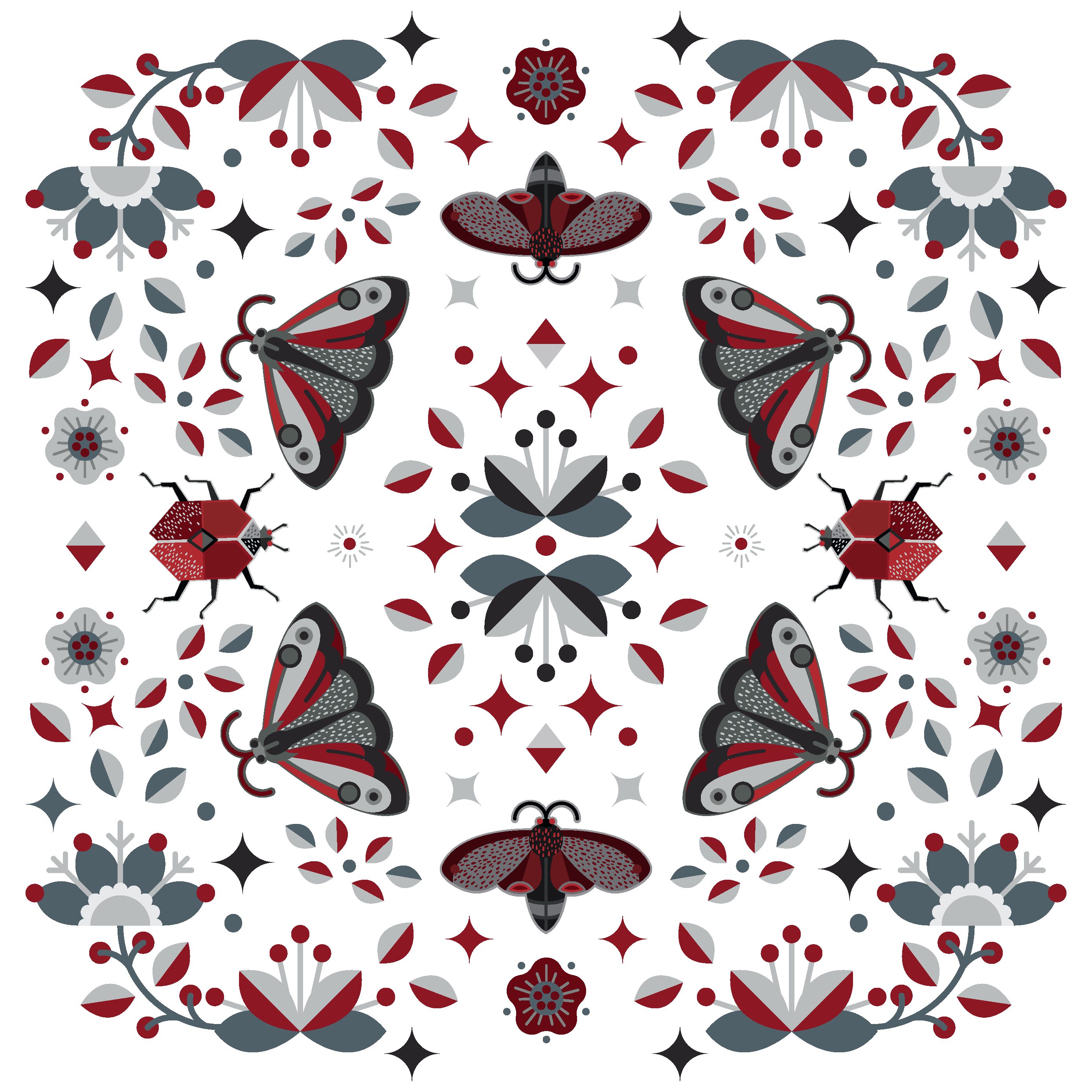 Butterflies Kaleidoscope – White