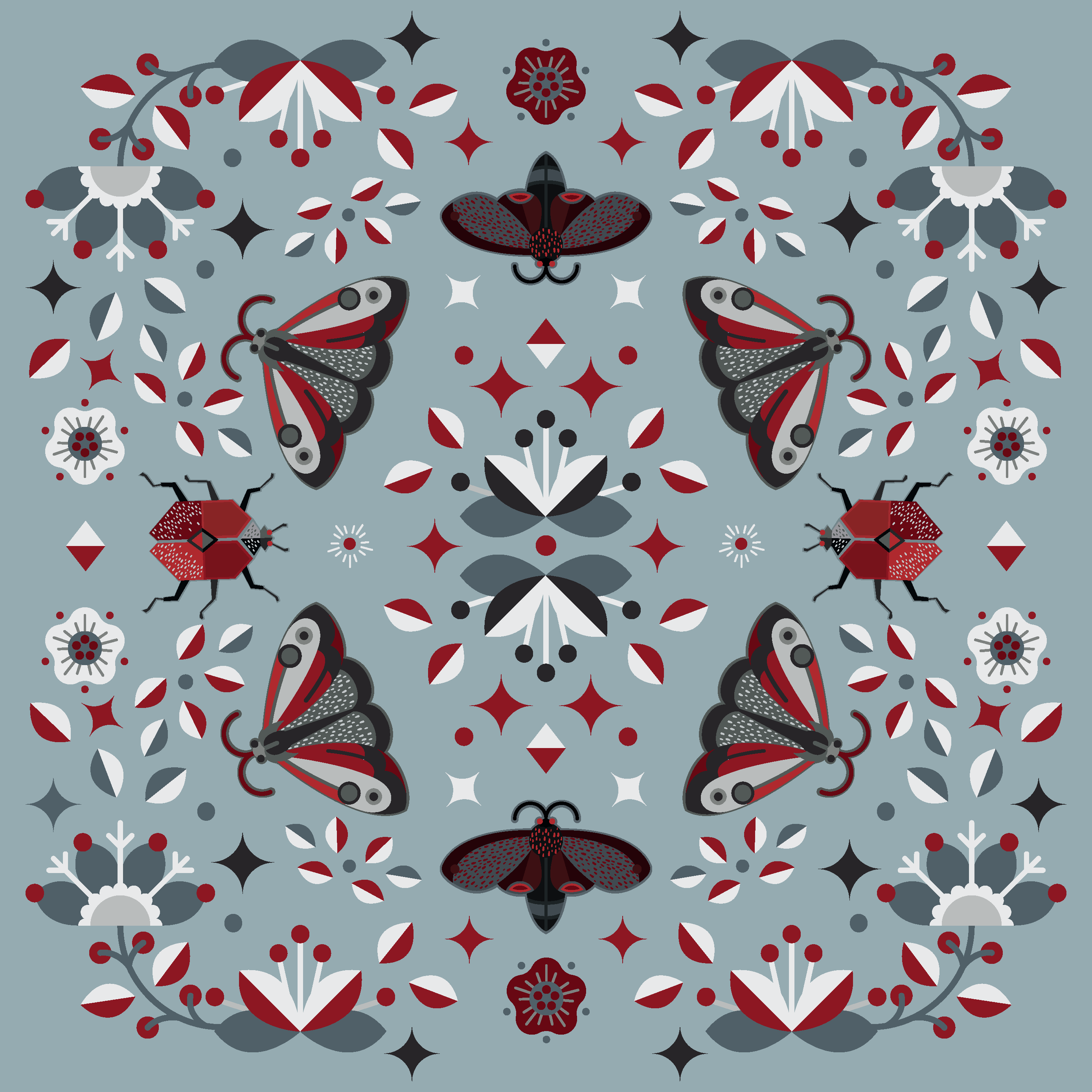 Butterflies Kaleidoscope – Grey