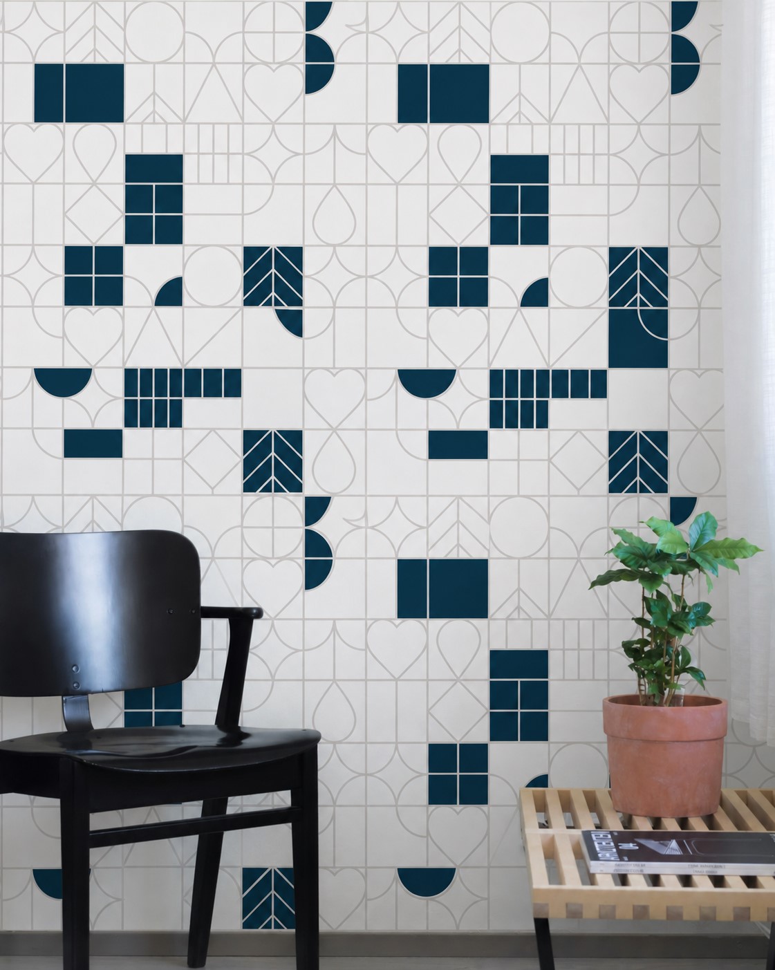 Geometric City Jungle – Blue & White