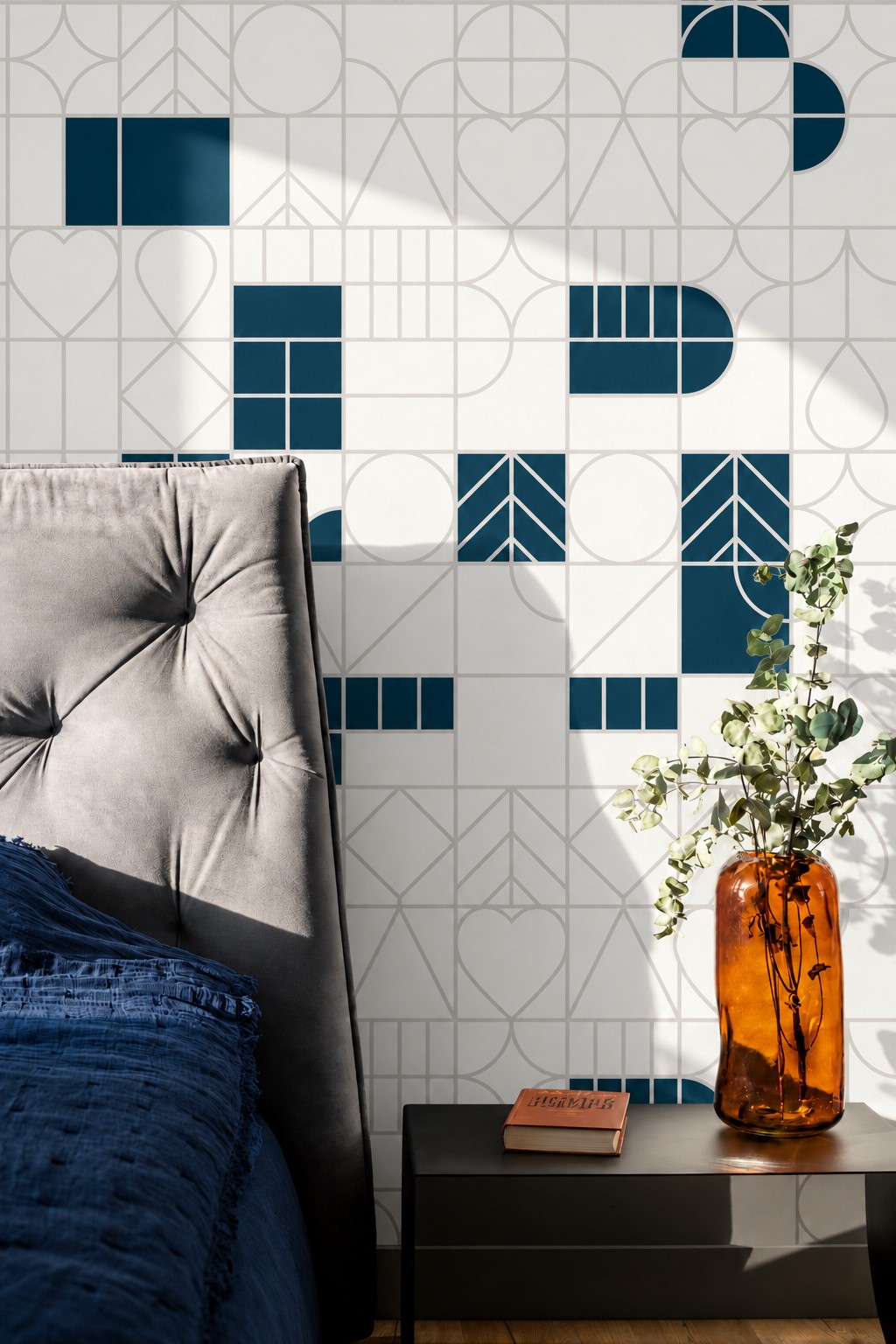 Geometric City Jungle – Blue & White