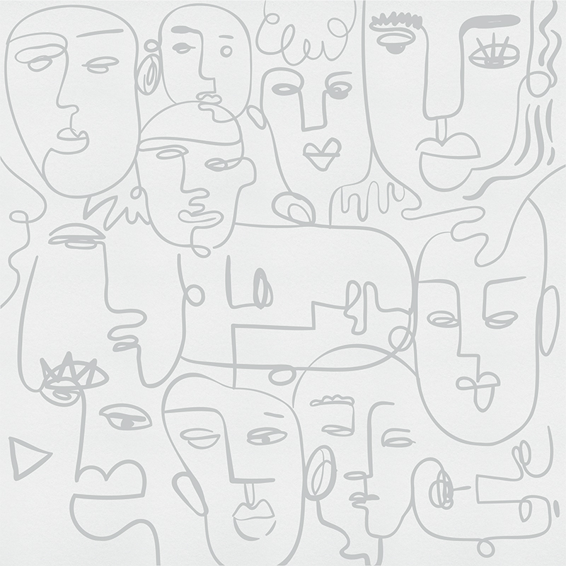 Line Art Faces – Grey