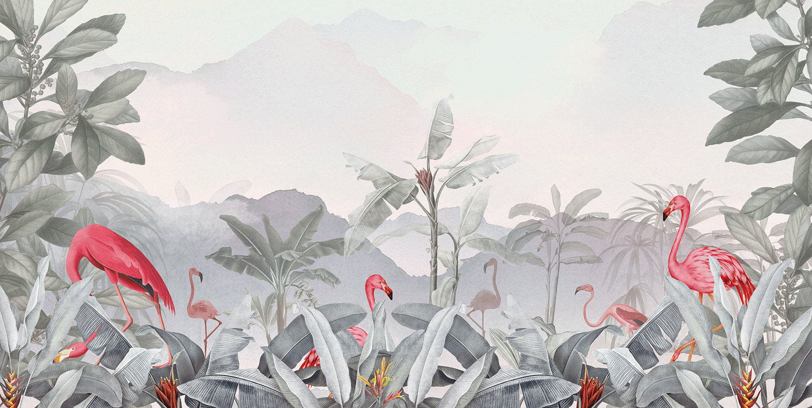 Troopiline flamingodžungel – hall
