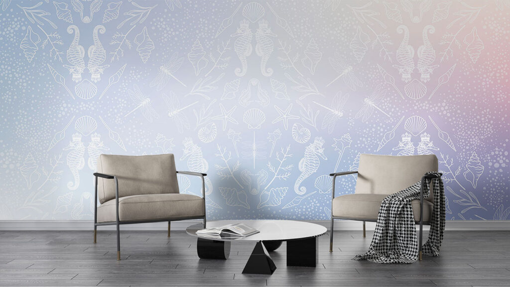 Aqua Dancers – Swimmers in Black & White - Pattern Wallpaper