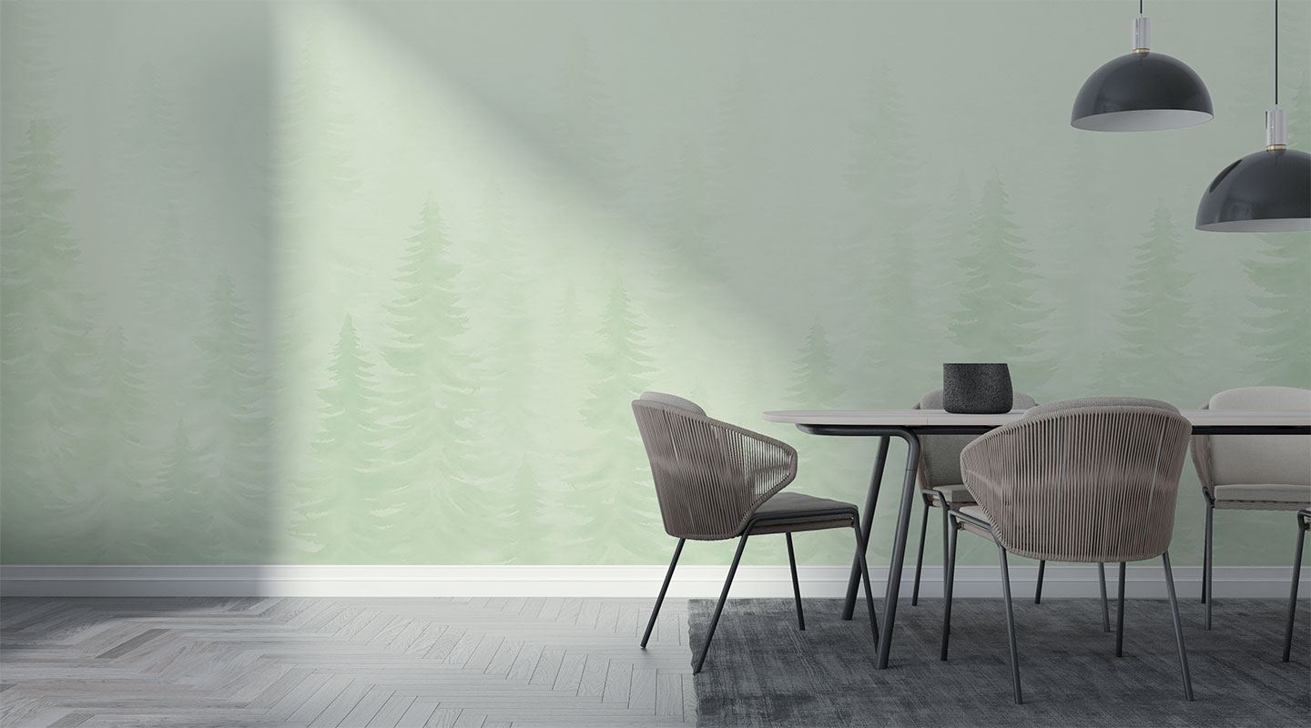 Foggy Watercolor Forest – Sage Green