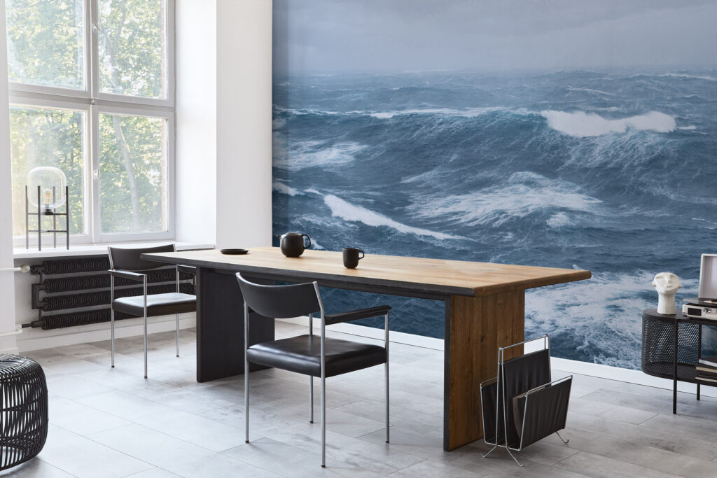 As seen at Leave the World Behind: Bedroom Room Photo Mural Wallpaper - Stormy Ocean View. Printed on premium, non-woven wallpaper material for easy install and great look.