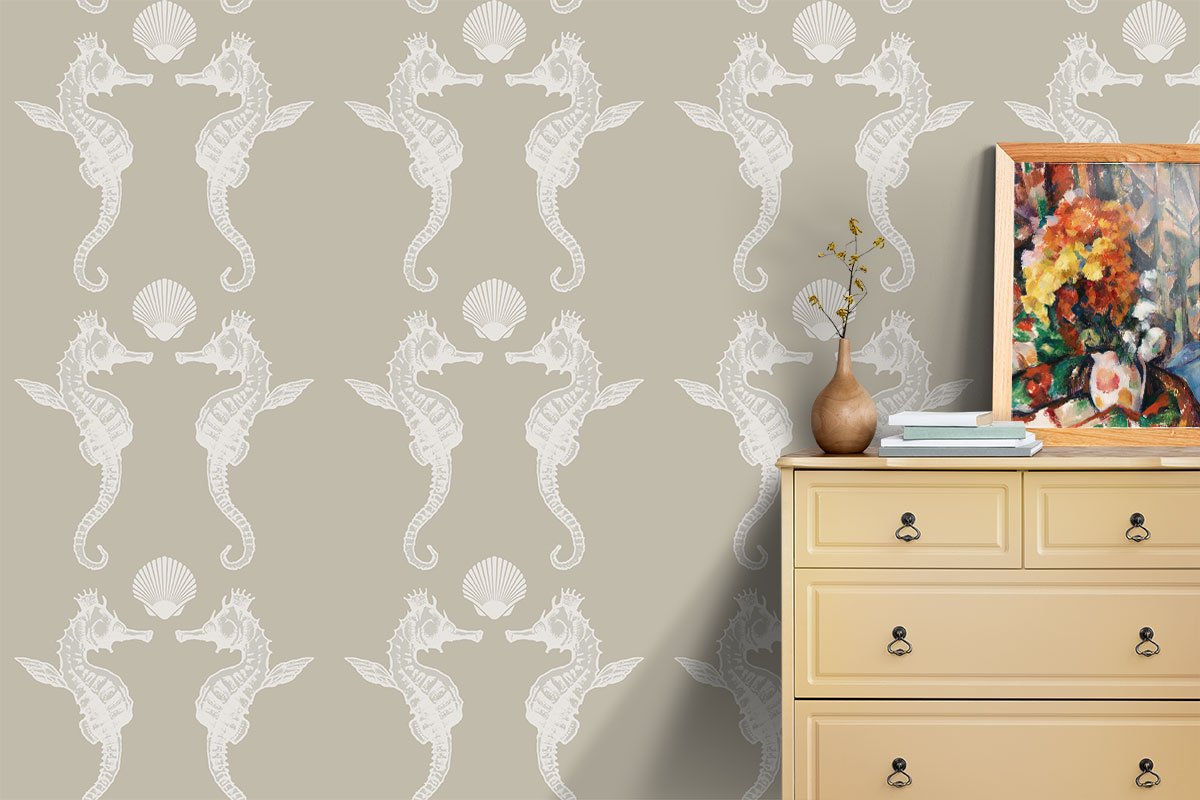 Beige, seahorse wallpaper. Meticulous design by Tanel Veenre
