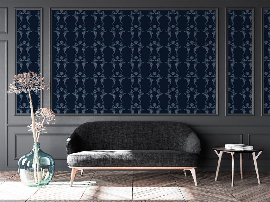 dark blue seahorse wallpaper
