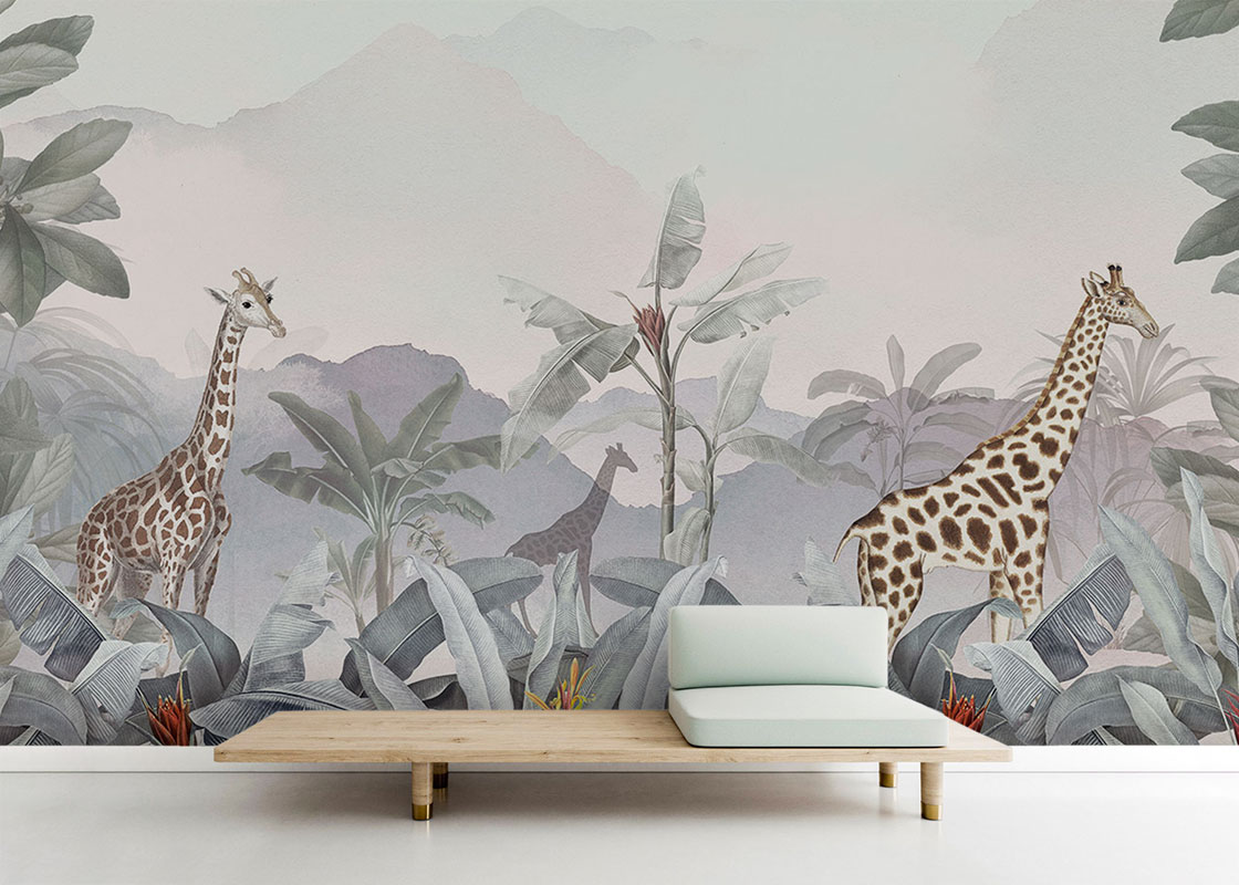 Tropical Giraffe Jungle – Grey