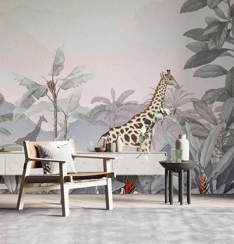 Tropical Giraffe Jungle – Grey