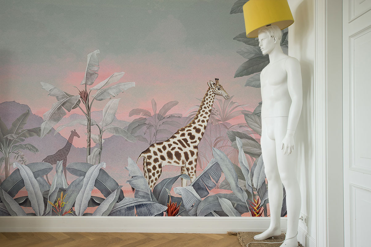 Tropical Giraffe Jungle – Pink
