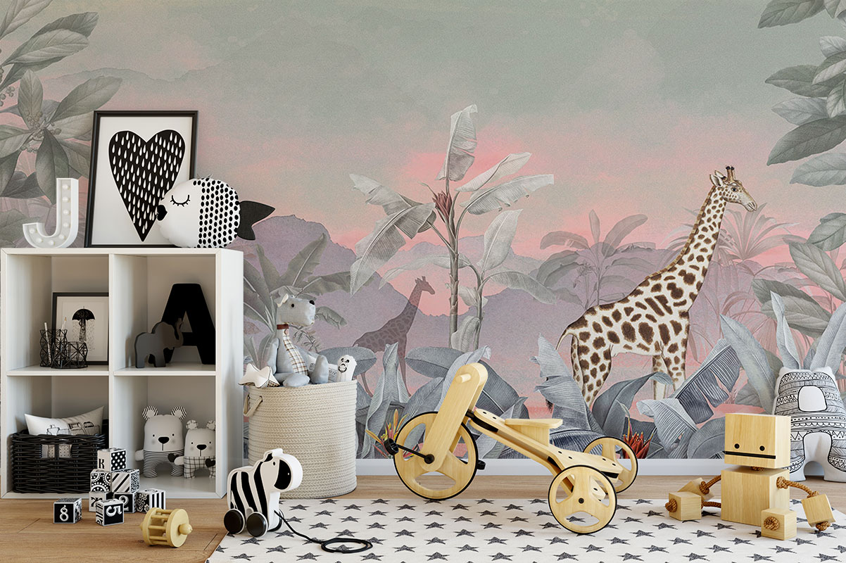 Tropical Giraffe Jungle – Pink