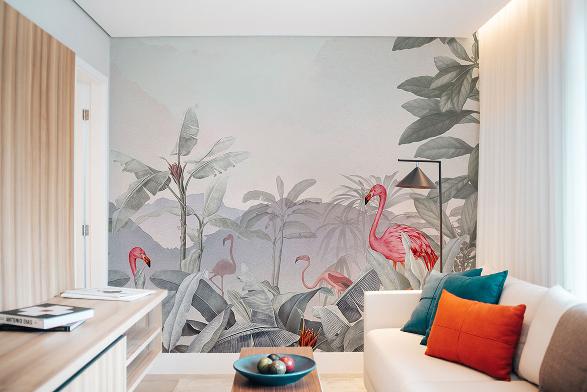 Tropical Flamingo Jungle – Grey