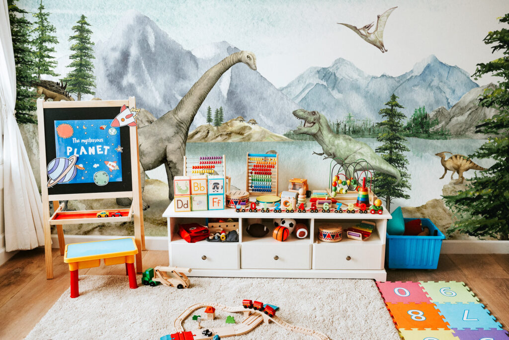 Dino dreams - wall mural for kids rooms. Dinosaur wallpaper