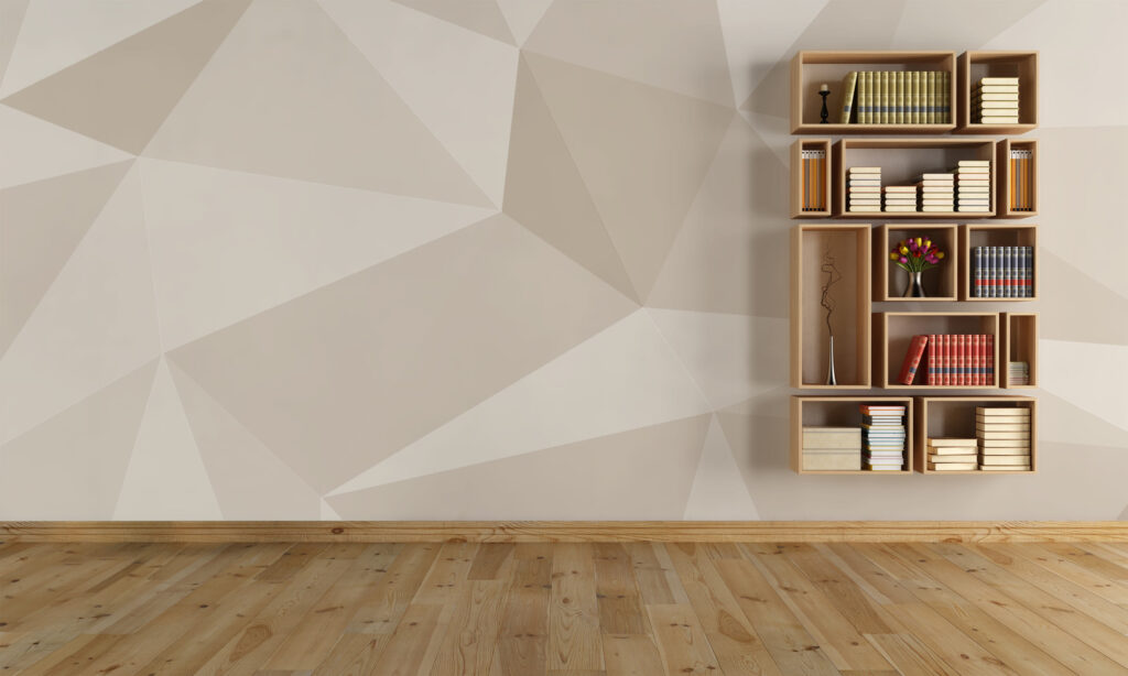 Office wallpaper mural Traingle Prisms in Beige. Baubawall Wallpapers