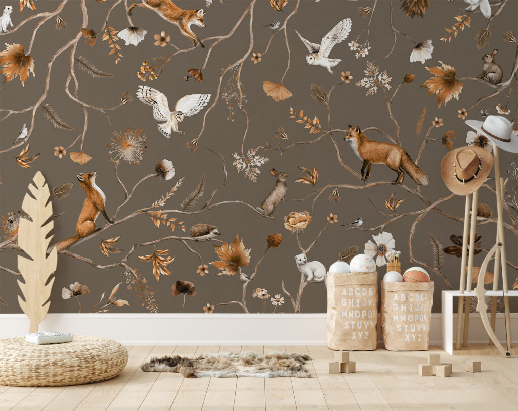 Pruunides toonides romantiline tapeet lastetuppa, mis tahab veidi täiskavanulikku ilmet. Baubauwall tapeedid