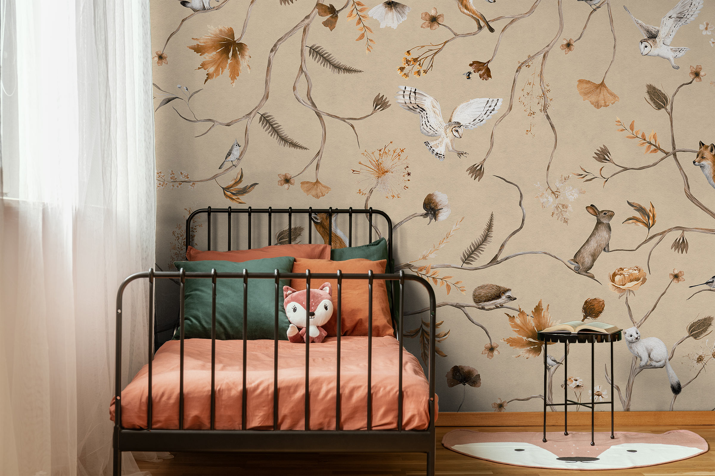 Forest of Playful Foxes – Beige
