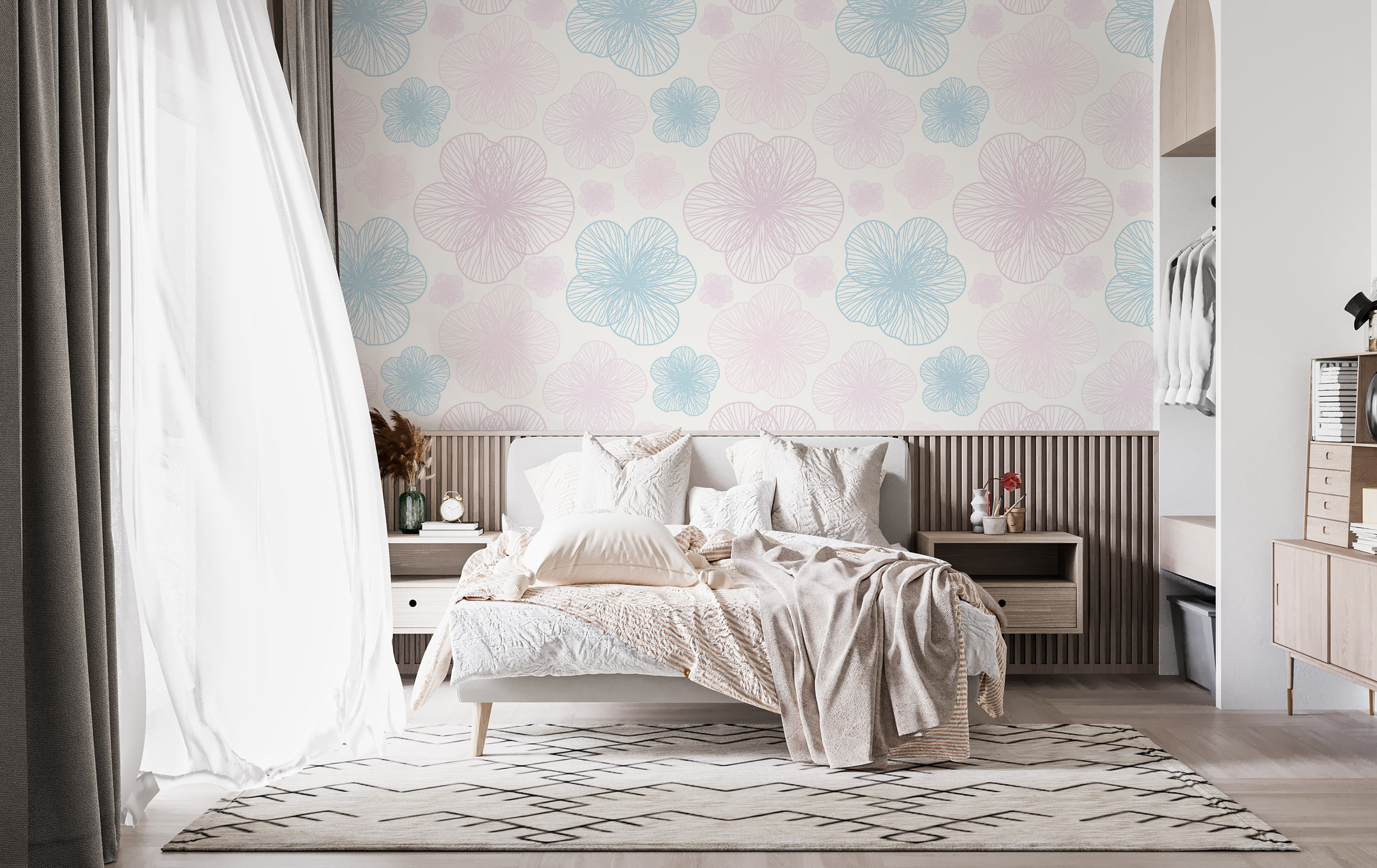 Dreamy Pastel Flowers – Pink & Blue