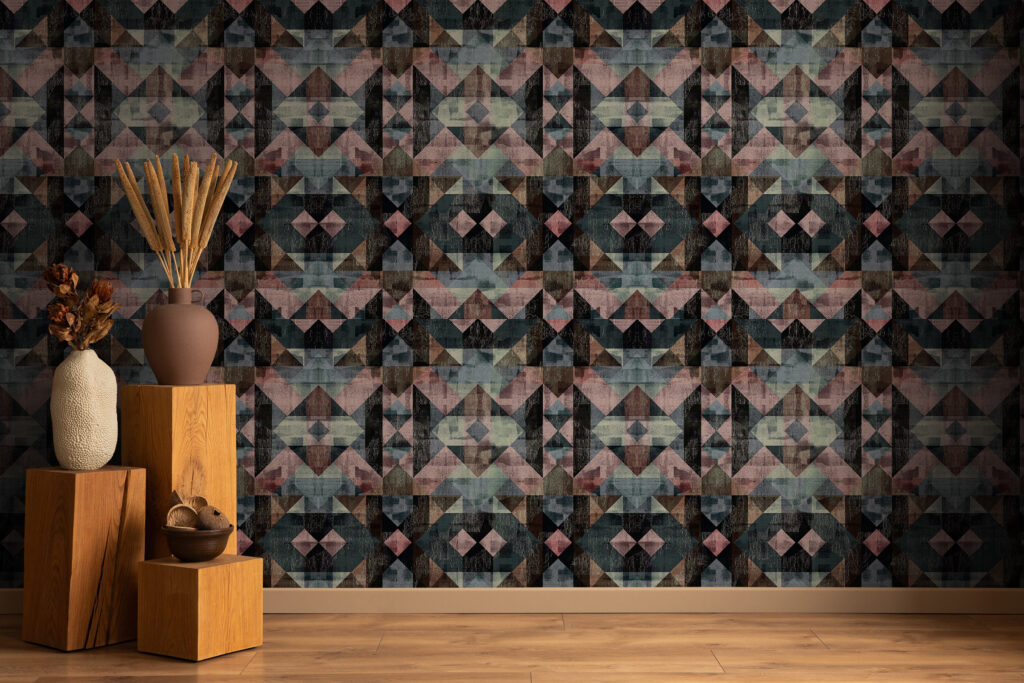 Checkered Geometry wallpaper in dark hues