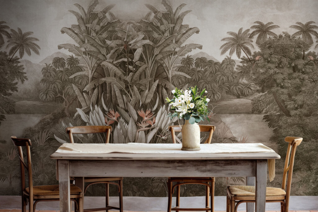 Panoramic Mural Wallpaper Tropical Jungle Garden