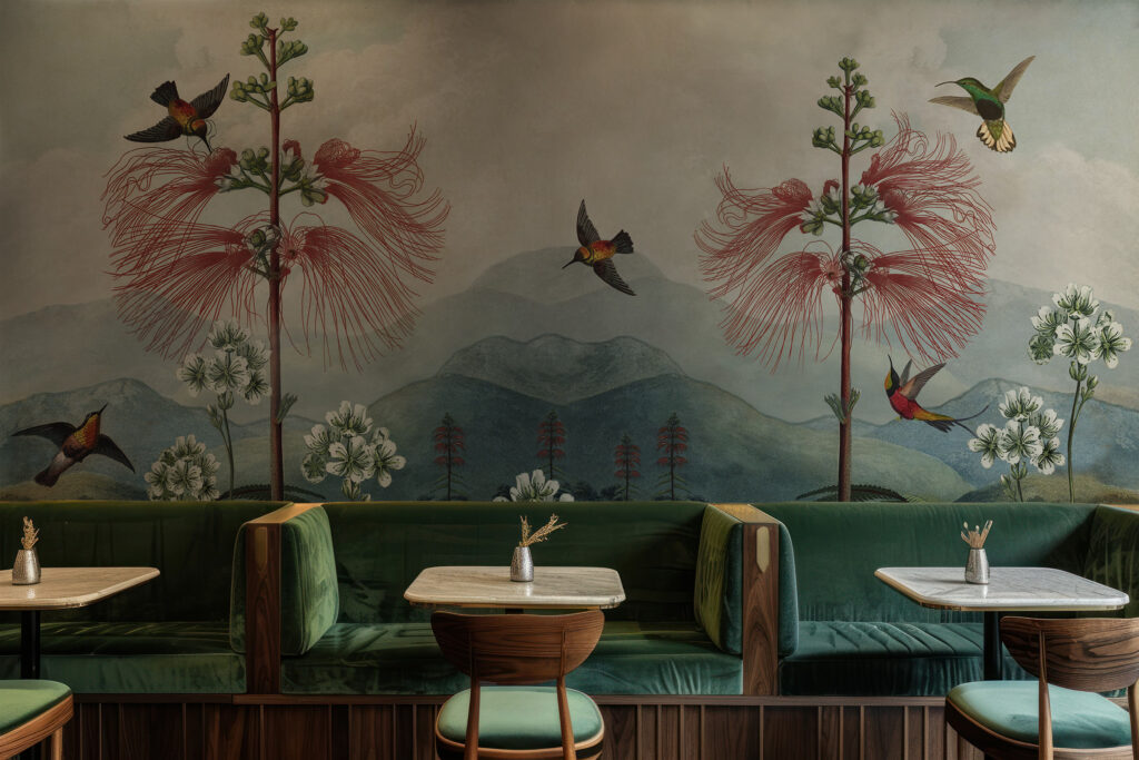 Panoramic Mural Wallpaper Hymn of Hummingbirds. 