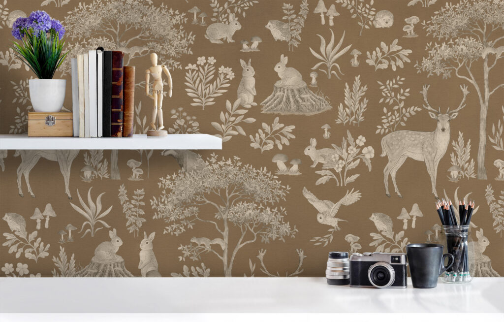 Pruun skandi stiilis tapeet lastetuppa või mujale interjööri