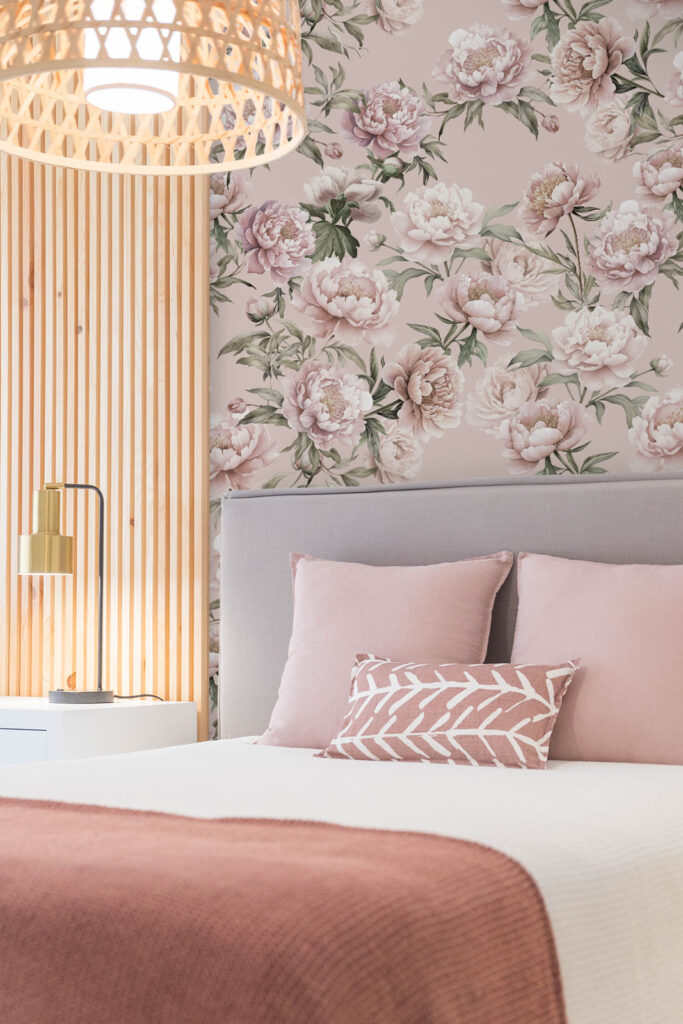 Pink peony bedroom wallpaper - Blushing Peonies - Pink - BAUBAUWALL ...