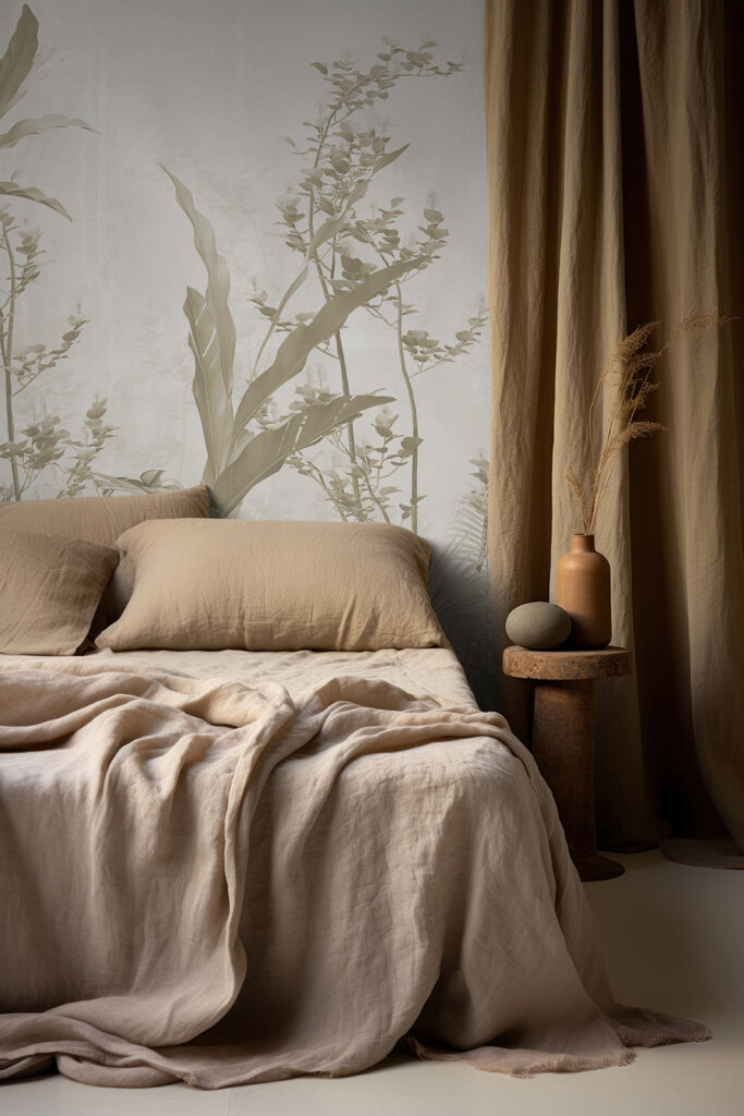 Beige botanical wallpaper by Baubauwall