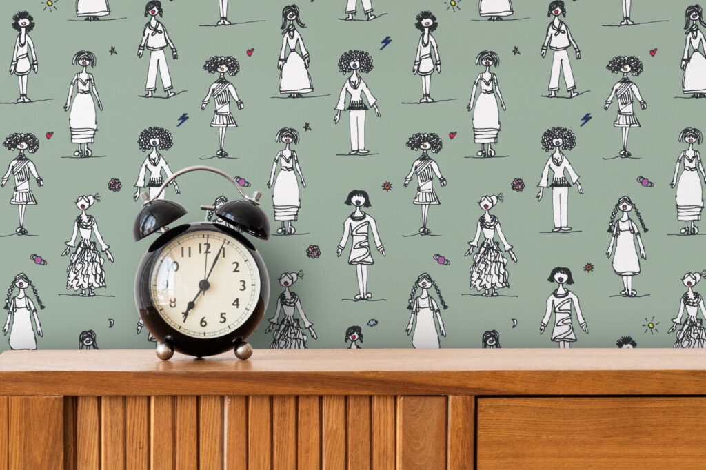 A sage green wallpaper for all the girls who never grow up!