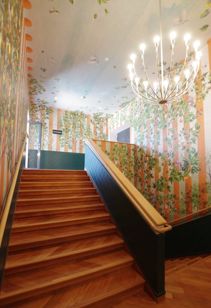 Mediterranean feel mural wallpaper, custom designed and printed for Solaris Rooftop Terrace- Da Vinci Restaurant in Tallinn