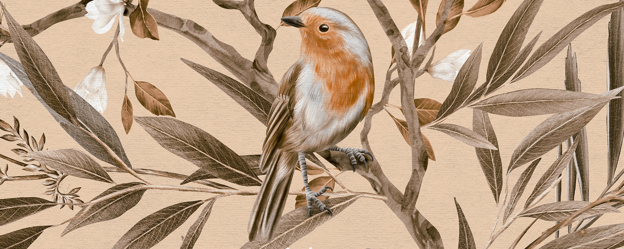 Playful Robins Vintage – Beige