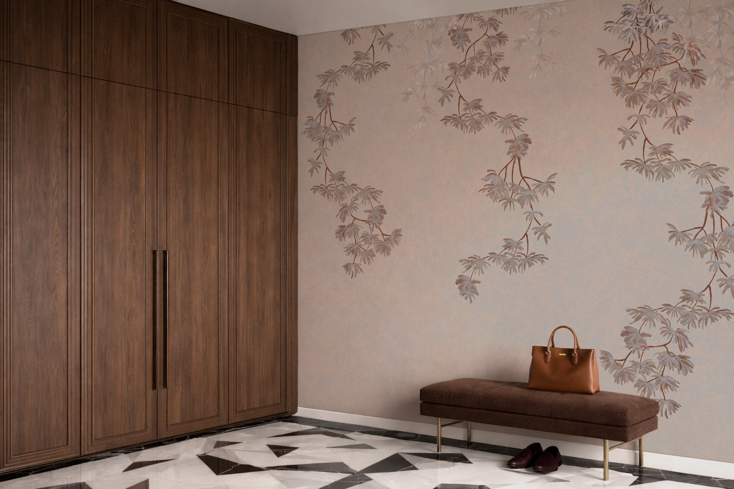 Suminagashi Blooms – Beige