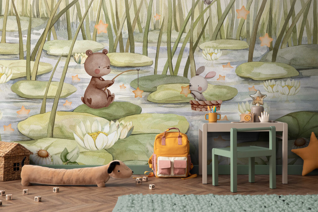 Roheline pilttapeet lastetuppa. Tapeet, ms sobib nii tüdrukule kui poisile. Baubauwall tapeedid