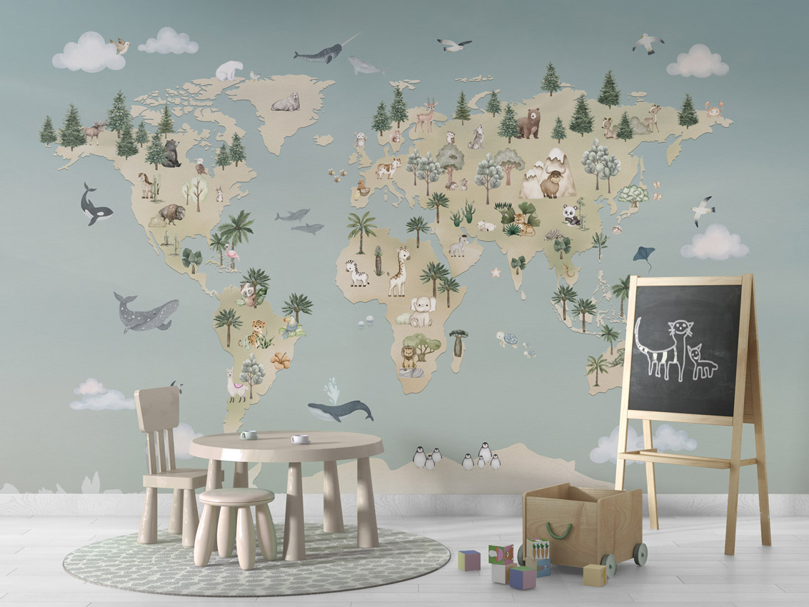 Lastetoa tapeet – Loomade atlas – helesinine