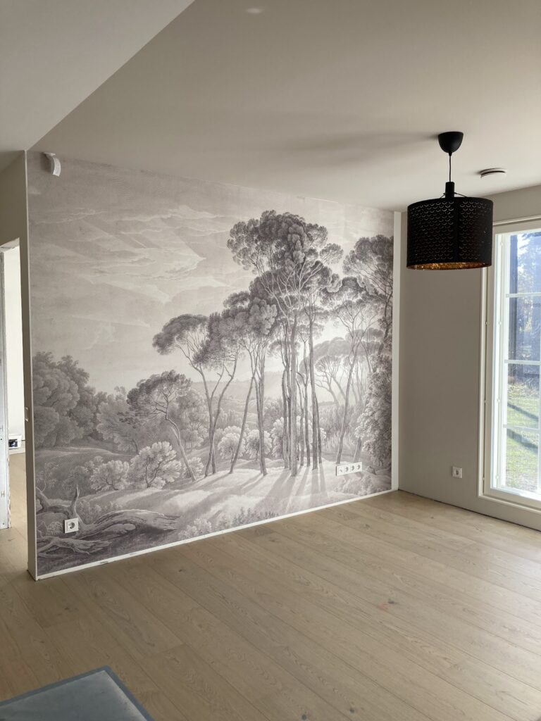 Mändidega tapeet kliendi kodus. Tapeedid Baubauwallist