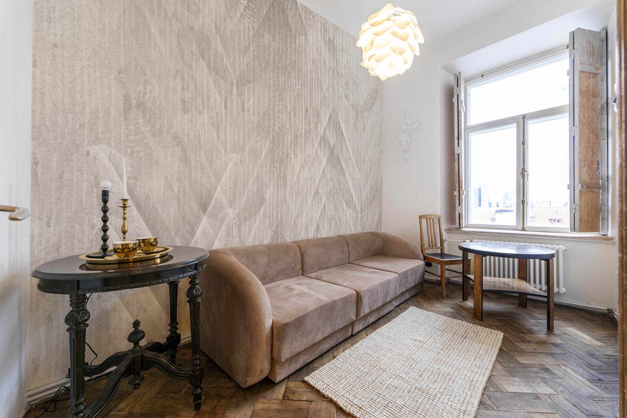 Herringbone Rain – Beige