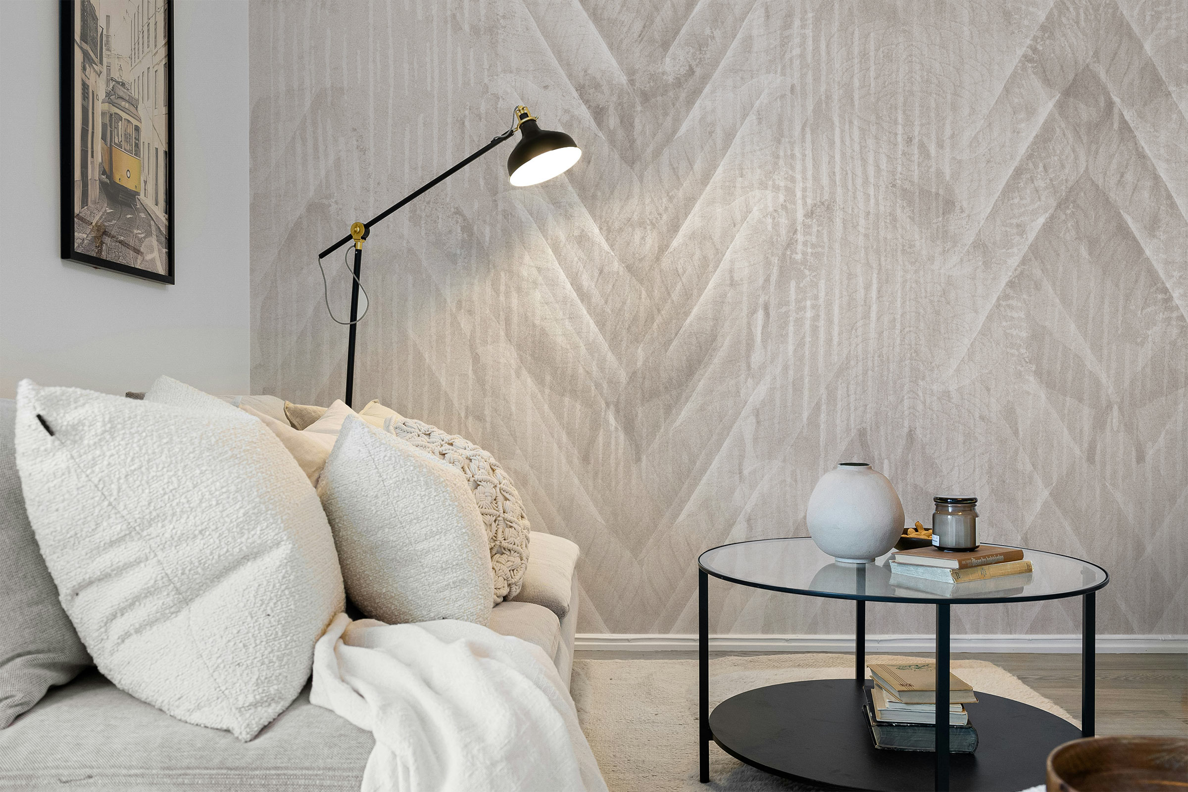 Herringbone Rain – Beige
