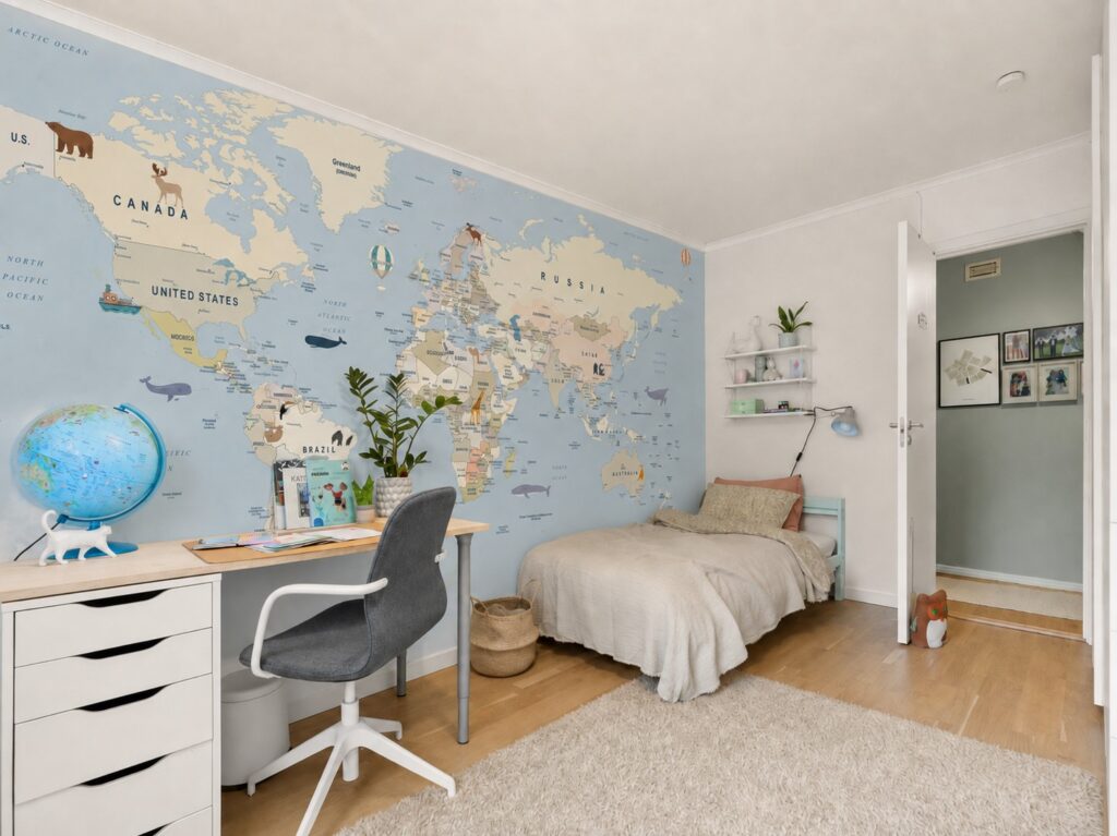 world map on your kids room wallpaper. baubauwall wallpapers and murals