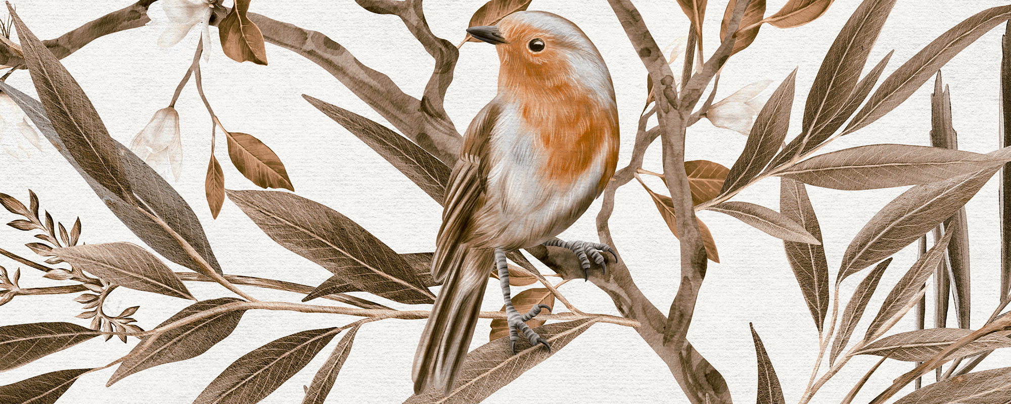 Playful Robins Vintage – White