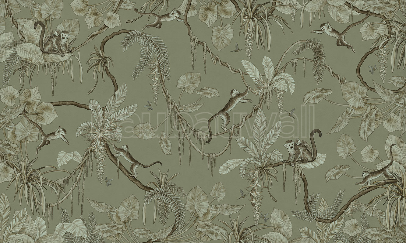 Playful Monkeys – Monochrome Green