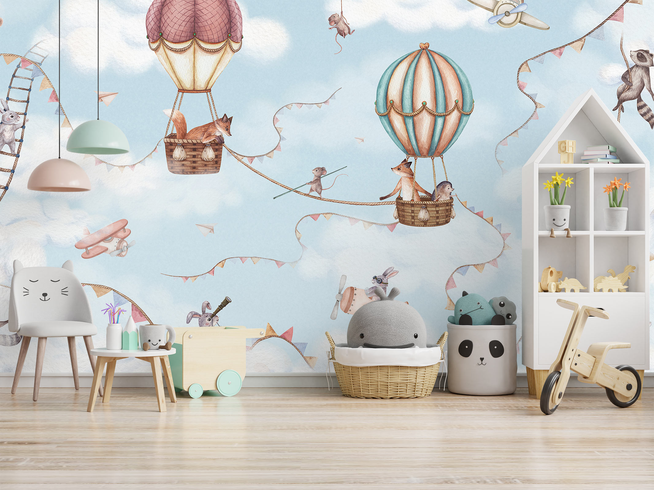 Lastetoa tapeet – Õhupallireis – helesinine