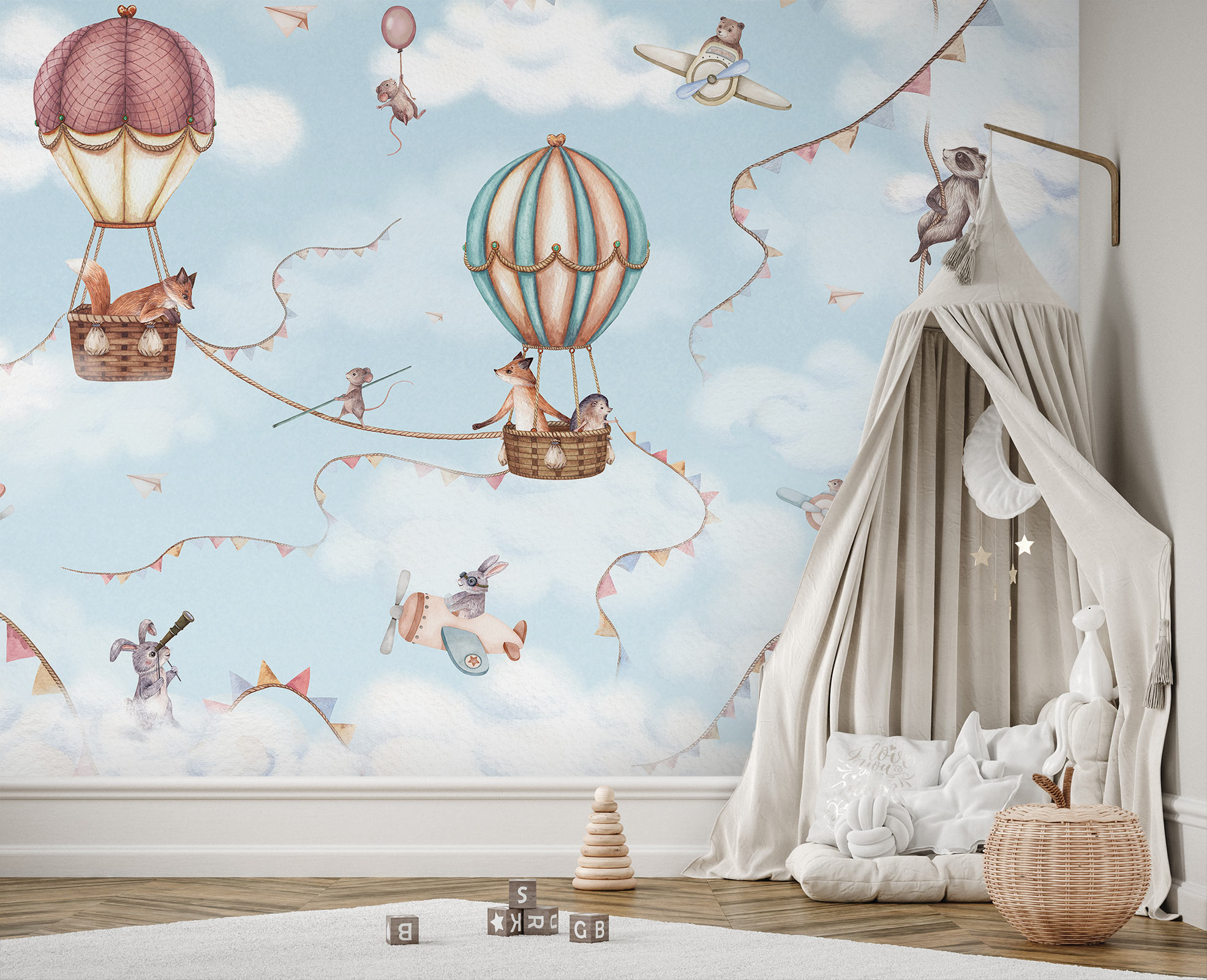 Lastetoa tapeet – Õhupallireis – helesinine