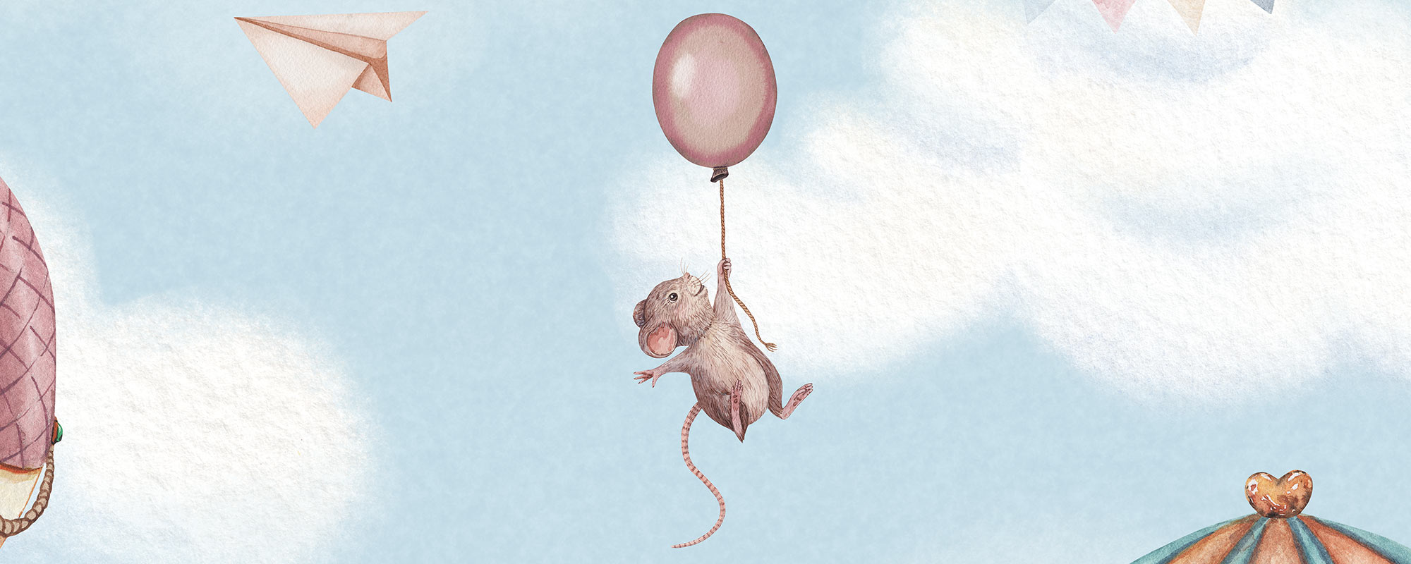 Lastetoa tapeet – Õhupallireis – helesinine