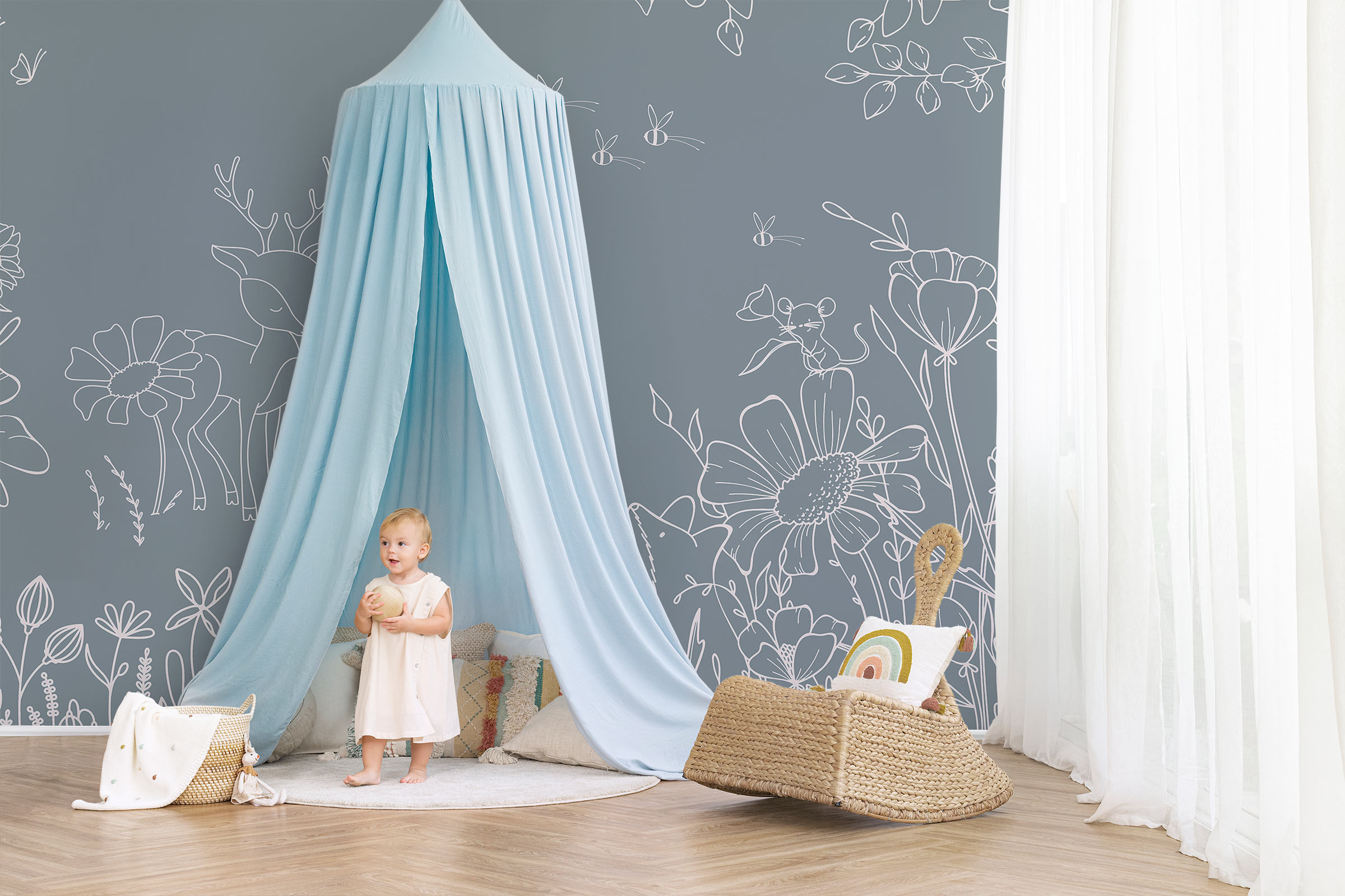 Deer Doodles – Blue