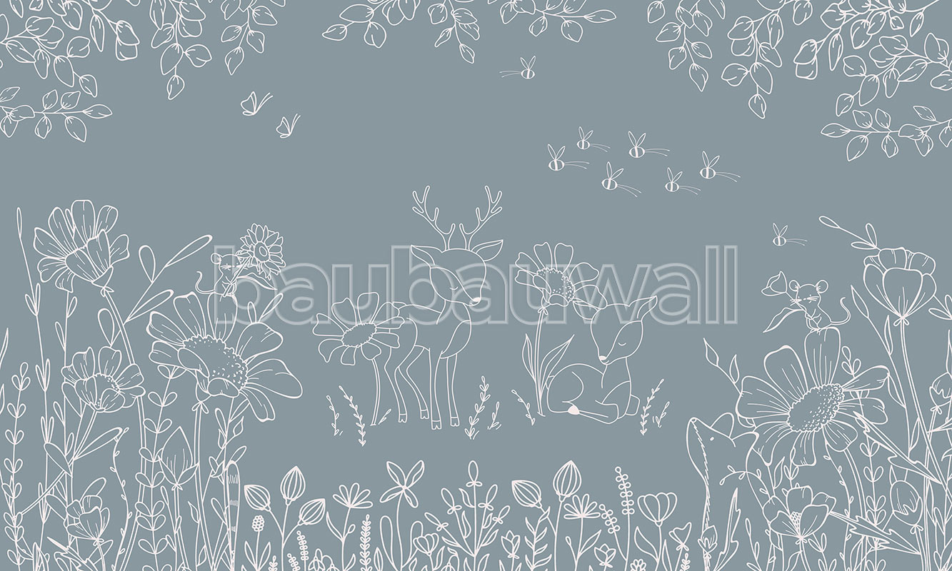 Deer Doodles – Blue