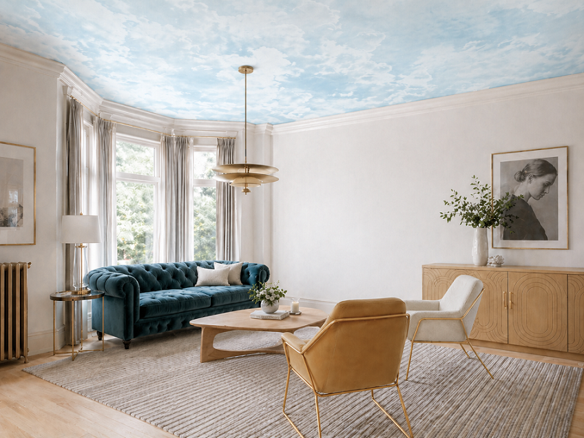 Pilved seinal ja laes: tapeet, mis toob tuppa avarust ja meeleolu