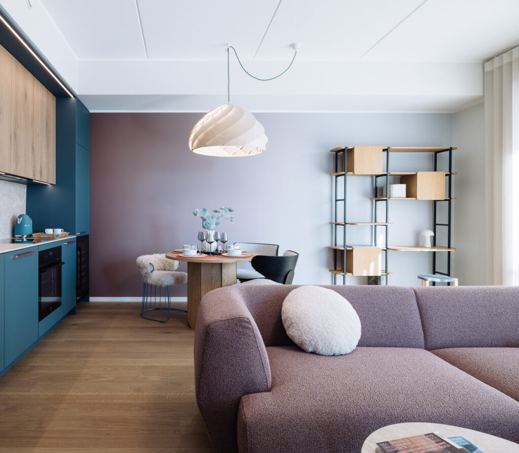 Brown gradient effect wallpaper mural at modern apartment wall. Baubauwall Wallpapers
