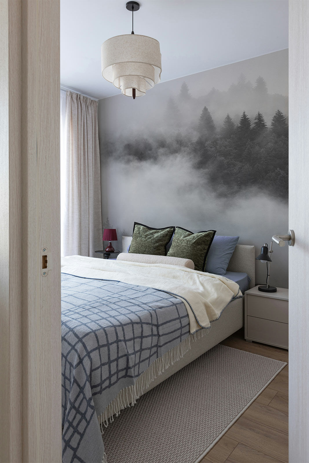 Photo Walllaper Fog Forest – Black & White